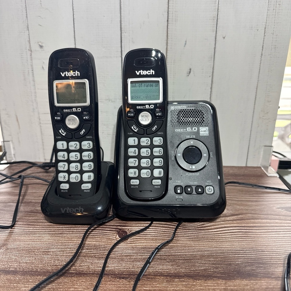 VTech Black DECT 6.0 Cordless Phone System with Two Handsets Answering System
